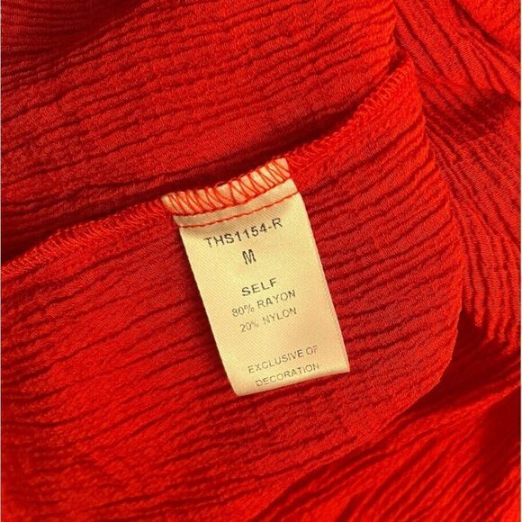 THML Ladies M Bright Orange Coral Gauze Blouse Bohemian Peasant Top Anthropologi - Picture 6 of 6